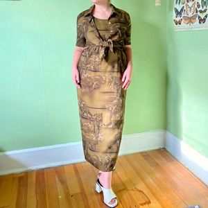 Elegant Brown Midi Dress